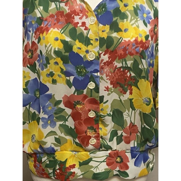 Vintage Womens Hawaiian Floral Cottagecore Sz 8 Cinched Waist Scalloped Hem 80’s - Picture 5 of 16